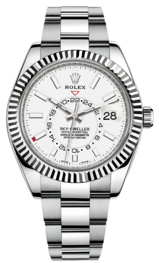 Rolex Sky-Dweller White Rolesor White Index Dial Oyster Bracelet (Ref# 326934) - WatchesOff5thWatch