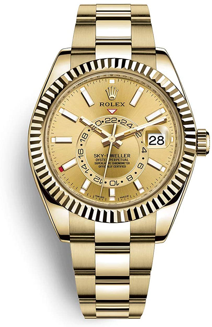 Rolex Sky-Dweller Yellow Gold - Champagne Dial - Oyster Bracelet (Ref# 326938) - WatchesOff5thWatch