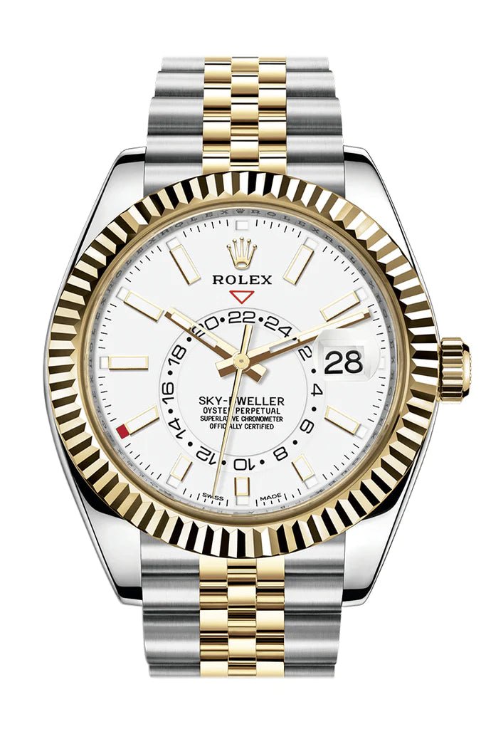 Rolex Sky-Dweller Yellow Rolesor Oyster Perpetual Sky-Dweller - White Index Dial - Jubilee Bracelet 326933 - WatchesOff5thWatch