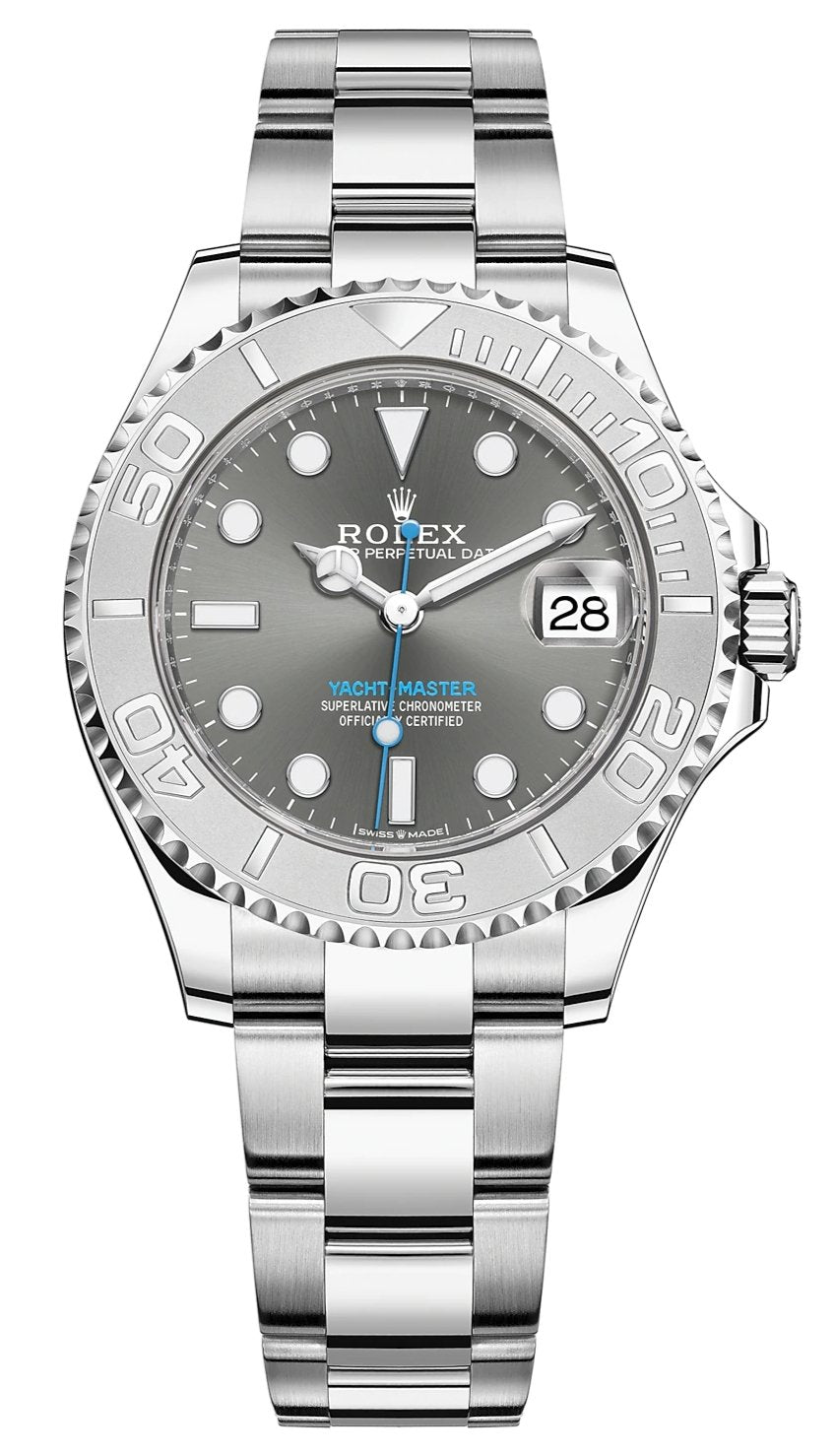Rolex Steel and Platinum Rolesium Yacht-Master 37 Watch - Dark Rhodium Dial (Ref# 268622) - WatchesOff5thWatch