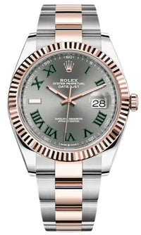 Thumbnail for Rolex Steel and Rose Gold Datejust 41mm - Fluted Bezel - Slate Gray Wimbledon Roman Dial (Reference #126331) - WatchesOff5thWatch