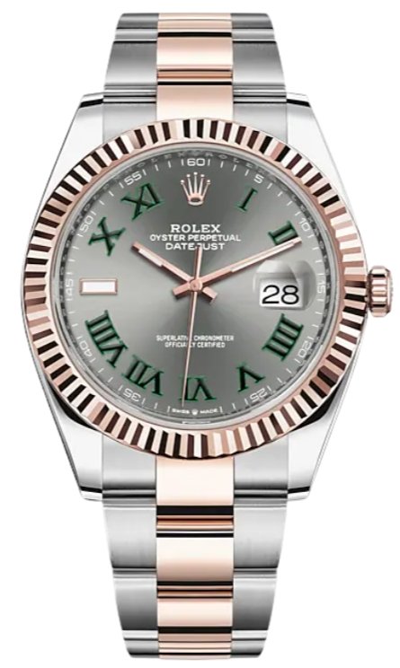 Rolex Steel and Rose Gold Datejust 41mm - Fluted Bezel - Slate Gray Wimbledon Roman Dial (Reference #126331) - WatchesOff5thWatch