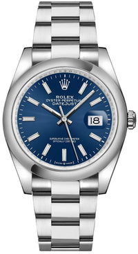 Thumbnail for Rolex Steel Datejust 36 Domed Bezel Blue Index Dial Oyster Bracelet (Reference # 126200) - WatchesOff5thWatch