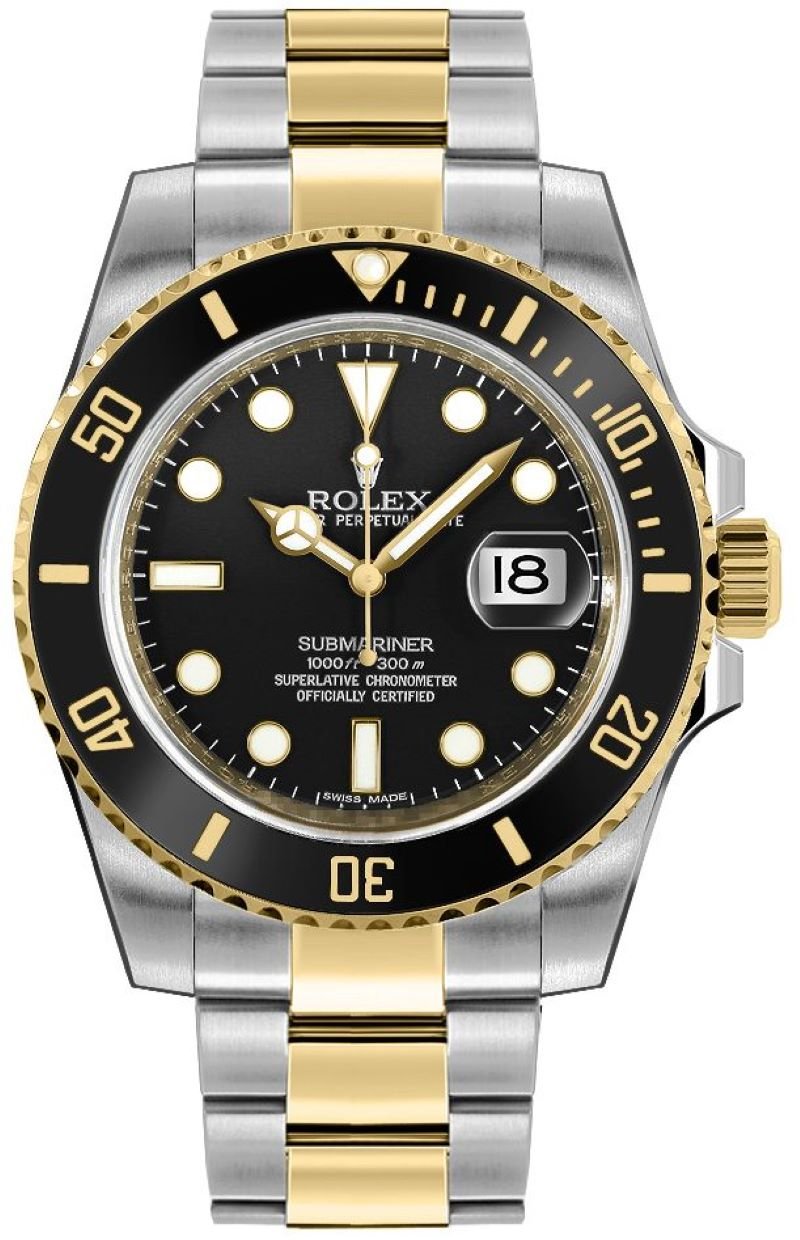 Rolex Submariner Date 18K Yellow Gold/Steel Black Dial 116613LN - WatchesOff5th
