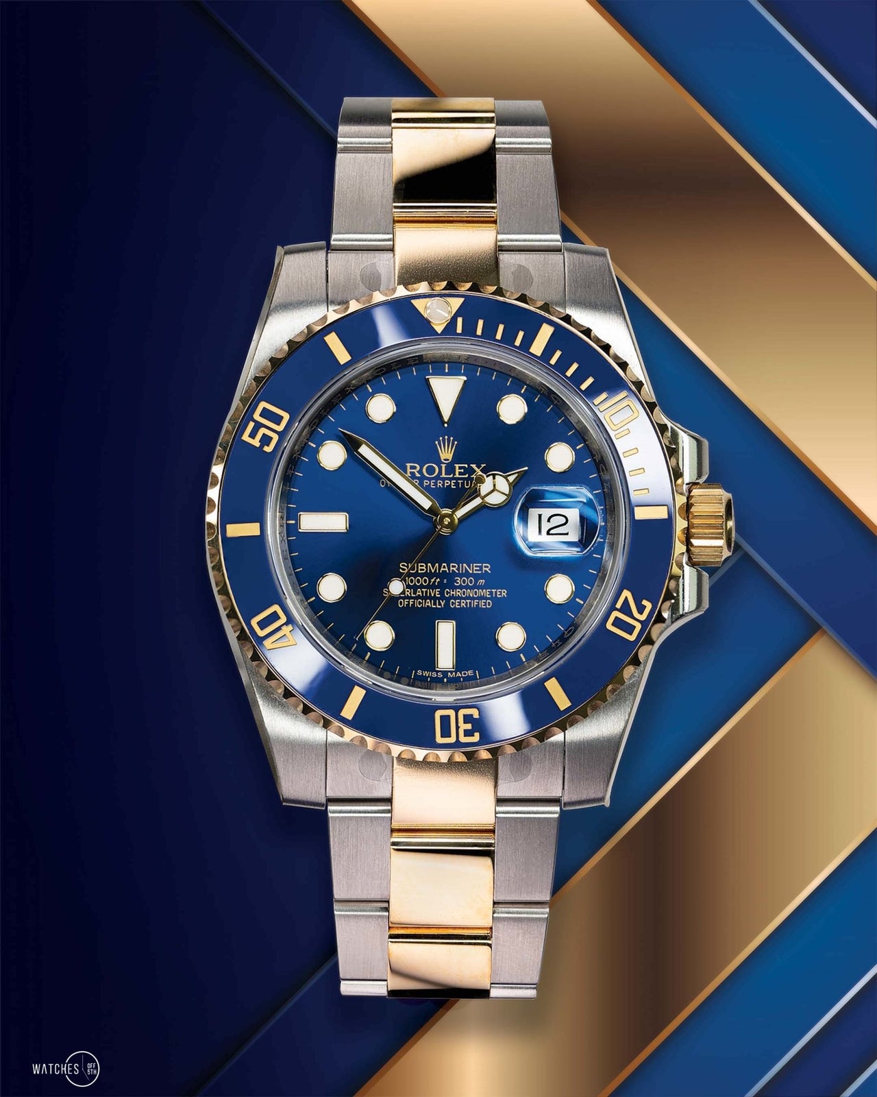 Rolex Submariner Two Tone Yellow Gold Steel Rolesor Blue Dial Cera WatchesOff5th