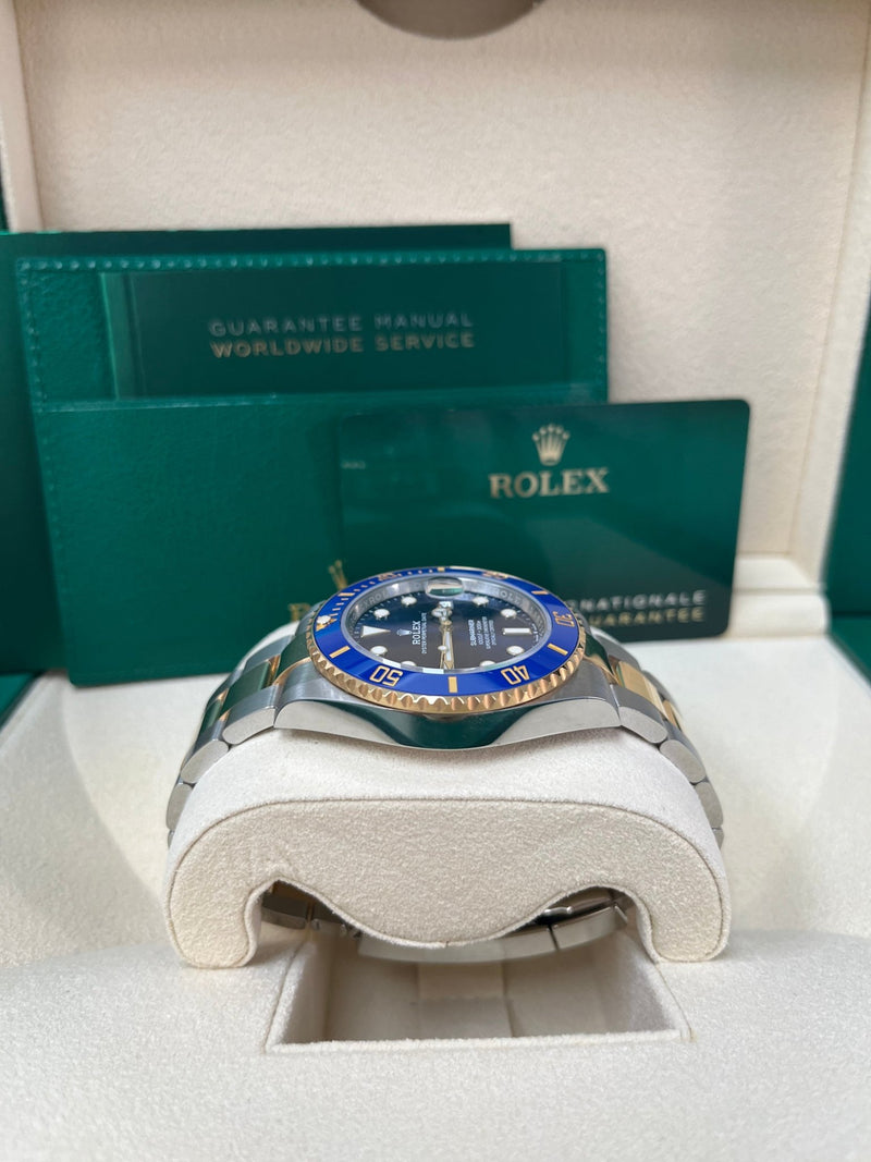 Rolex Submariner Gold With Blue Dial And Diamond Dial Hot or Not? $28500 .  . . #miami #dailywatch…