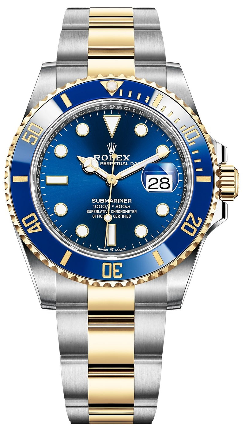 Rolex Submariner Two-Tone Yellow Gold & Steel Rolesor - Blue Dial Ceramic Bezel (Ref# 126613LB) - WatchesOff5thWatch