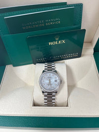 Thumbnail for Rolex White Gold Datejust 31 Watch - Diamond Bezel - Mother-Of-Pearl Diamond Dial - President Bracelet (Reference #278289rbr) - WatchesOff5thWatches