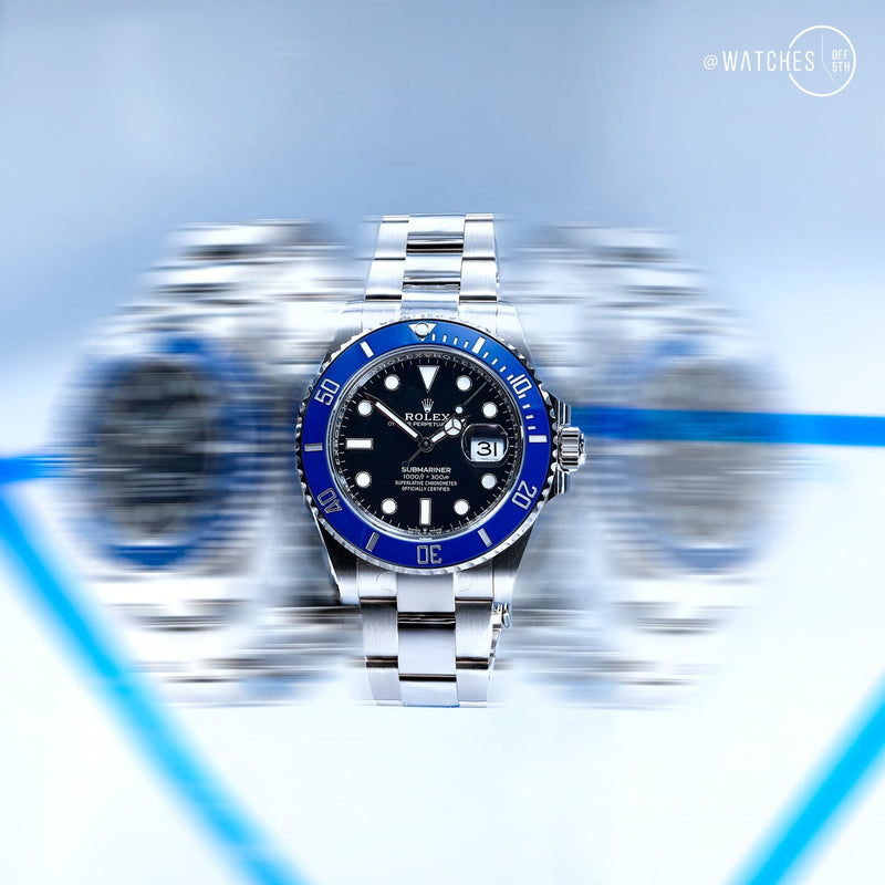 Rolex White Gold Date Watch - The Blueberry - Blue Bezel - – WatchesOff5th