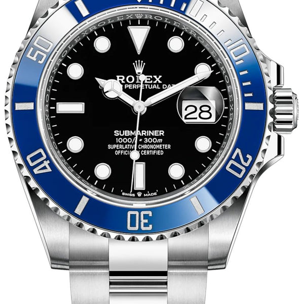 plast Afskrække Partina City Rolex White Gold Submariner Date Watch - The Blueberry - Blue Bezel - –  WatchesOff5th