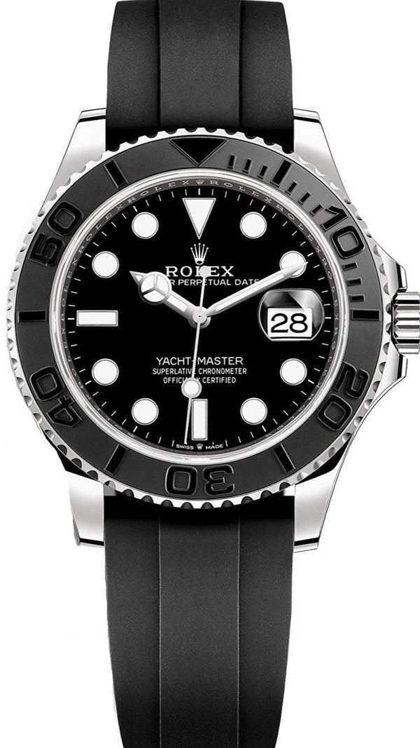 Rolex White Gold Yacht-Master 42 Watch - Black Dial - Oysterflex Strap (Ref # 226659) - WatchesOff5thWatch