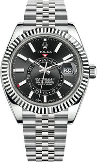 Thumbnail for Rolex White Rolesor Sky-Dweller Black Index Dial Jubilee Bracelet (Ref# 326934) - WatchesOff5thWatch