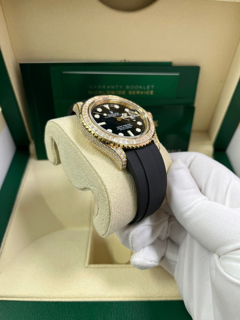 Rolex Yacht-Master 42 Yellow Gold Baguette Bezel Diamond Set Case/Buckle 226668TBR - WatchesOff5th