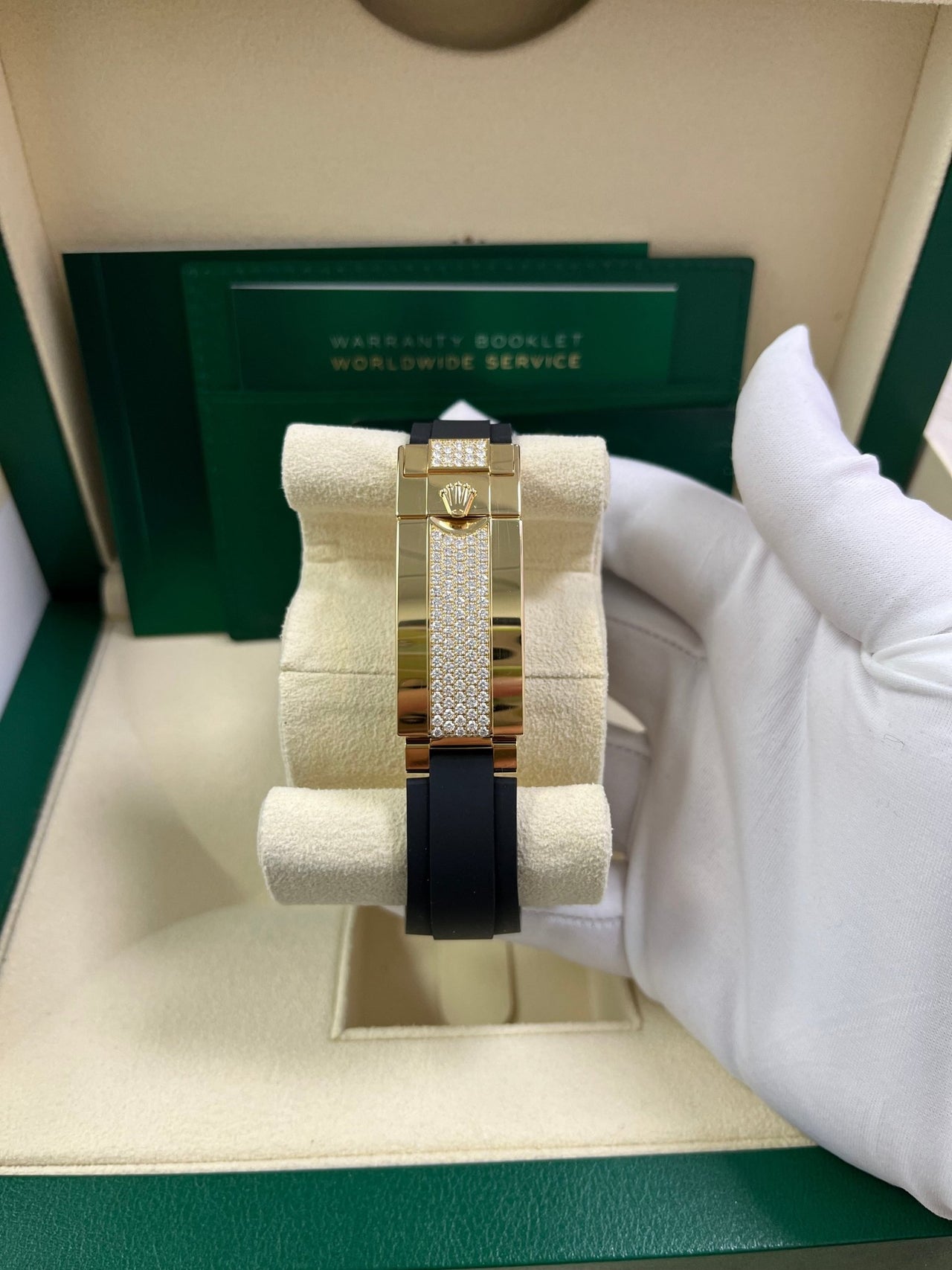 Rolex Yacht-Master 42 Yellow Gold Baguette Bezel Diamond Set Case/Buckle 226668TBR - WatchesOff5th