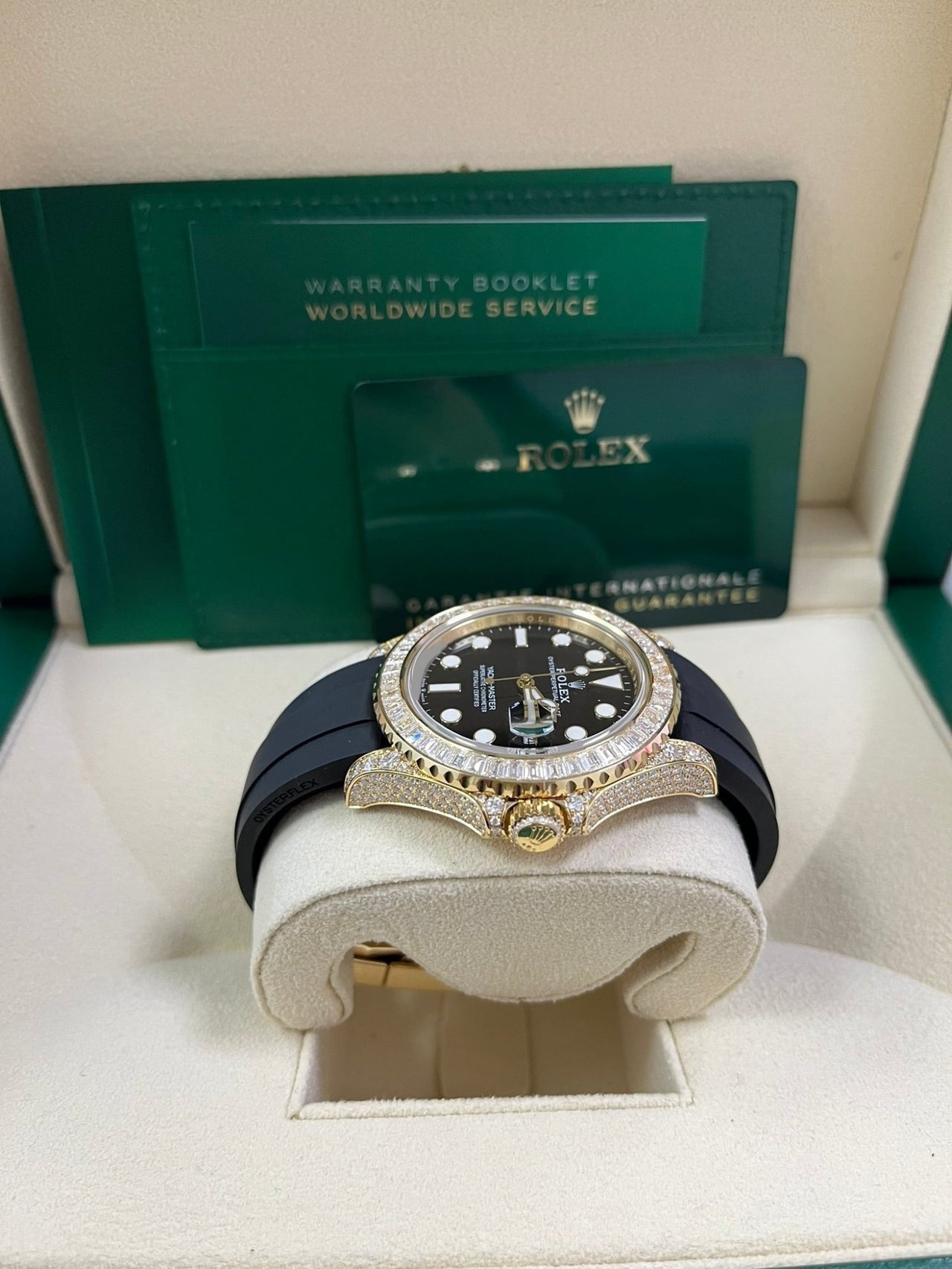 Rolex Yacht-Master 42 Yellow Gold Baguette Bezel Diamond Set Case/Buckle 226668TBR - WatchesOff5th