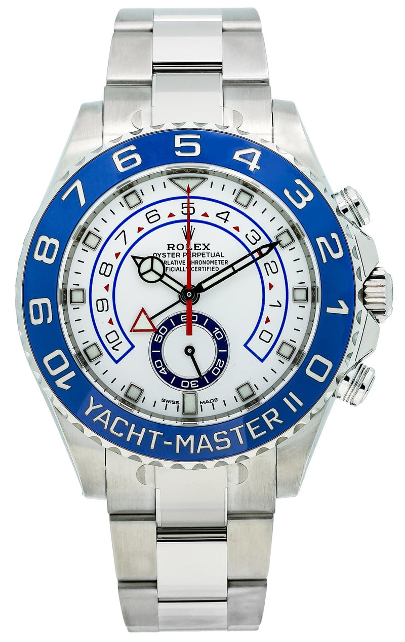 Rolex Yacht-Master II Stainless Steel - Matte White Mercedes Dial (Ref# 116680) Pre-Owned - WatchesOff5thWatch