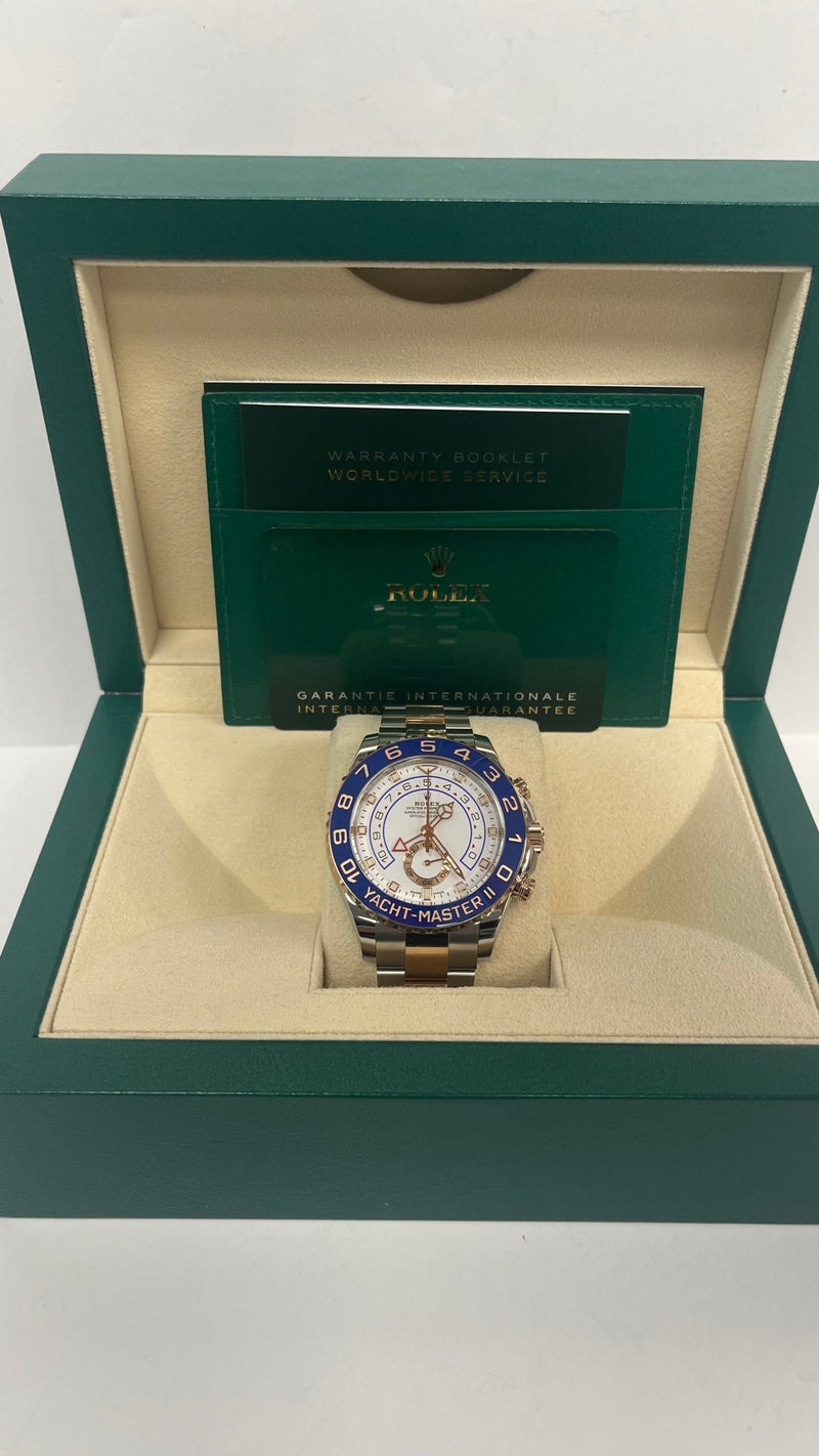 Rolex Yacht-Master II Two-Tone Rose Gold & Steel - White Dial (Ref# 116681) - WatchesOff5thWatch