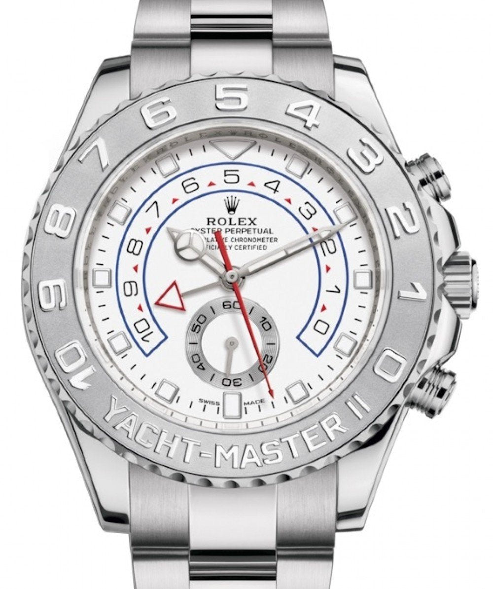 Rolex Yacht-Master II White Gold / White Dial / 44mm Platinum Bezel 116689 - WatchesOff5th