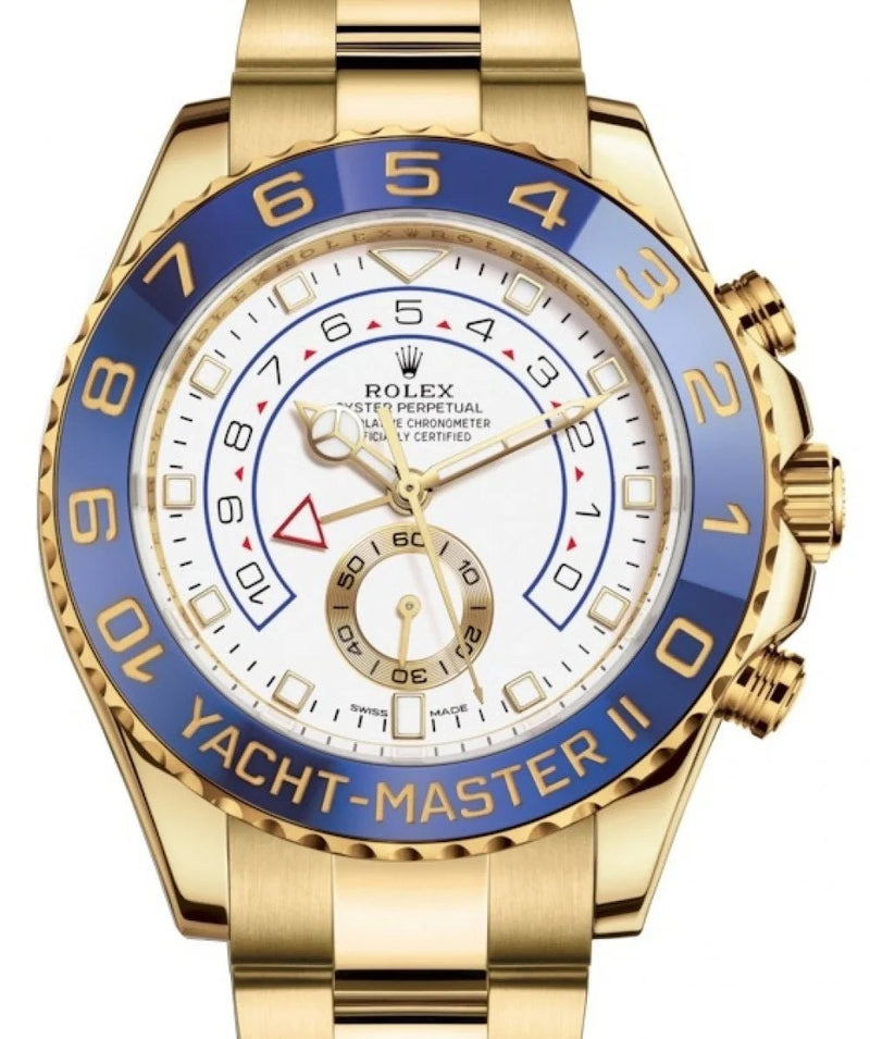Rolex Yacht-Master II Yellow Gold - Matt White Mercedes Dial (Ref#116688)