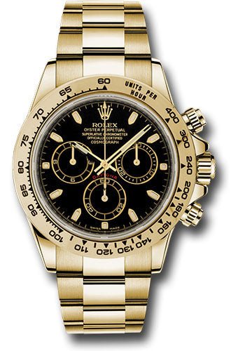 Rolex Yellow Gold Cosmograph Daytona 40 Watch - Black Index Dial (Ref # 116508) - WatchesOff5th