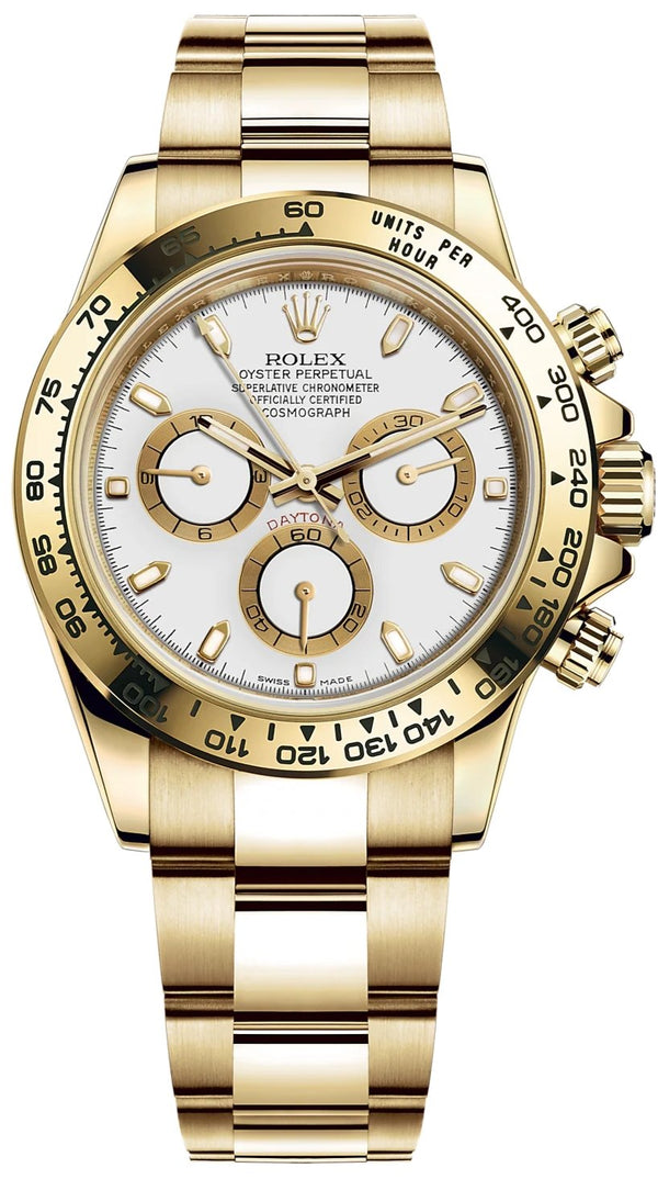 Rolex Yellow Gold Cosmograph Daytona 40 Watch - White Index Dial (Ref # 116508) - WatchesOff5thWatch
