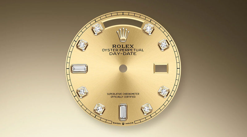 Rolex Yellow Gold Day-Date 36 Watch - Fluted Bezel - Champagne Diamond Dial - Diamond President Bracelet - WatchesOff5thWatch