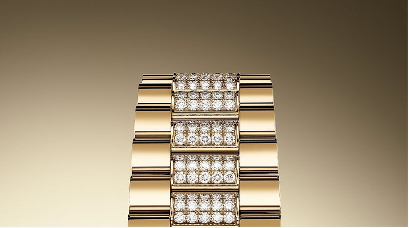 Rolex Yellow Gold Day-Date 36 Watch - Fluted Bezel - Champagne Diamond Dial - Diamond President Bracelet - WatchesOff5thWatch
