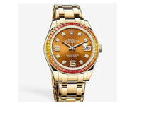 Thumbnail for Rolex Yellow Gold Orange Diamond Dial and Diamond Bezel Pearlmaster Datejust (Reference # 86348SAJOR) - WatchesOff5thWatch