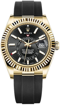 Thumbnail for Rolex Yellow Gold Sky-Dweller Watch - Black Index Dial - Oysterflex Bracelet (Ref# 326238) - WatchesOff5thWatch