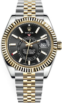 Thumbnail for Rolex Yellow Rolesor Sky-Dweller Watch - Black Index Dial - Jubilee Bracelet (Ref # 326933) - WatchesOff5thWatch